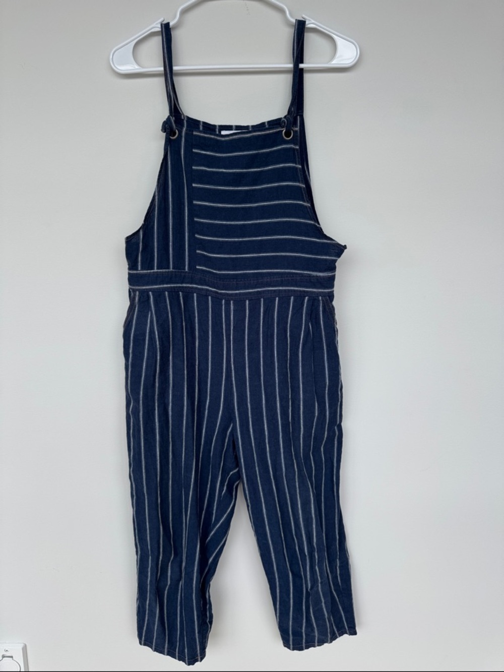 Ten Sixty Sherman Navy and White Striped Straight-Leg Overalls